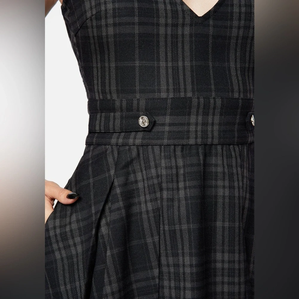 Disturbia Reckless Check Mini Pinafore Dress US 16 / UK 20 - Picture 2 of 12